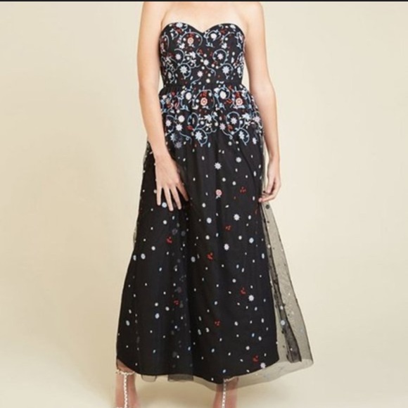Modcloth | Dresses | Modcloth Bliss Im Grateful Black Floral Tulle ...